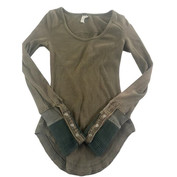 We The Free People XS Detail Cuff Long Sleeve Shirts Thermal Lot of 3 #5628 - Picture 7 of 12